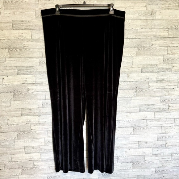 Giorgio Fiorlini Pants Womens 22W Black Velvet Holiday Stretch Christmas Plus Sz - Picture 2 of 11